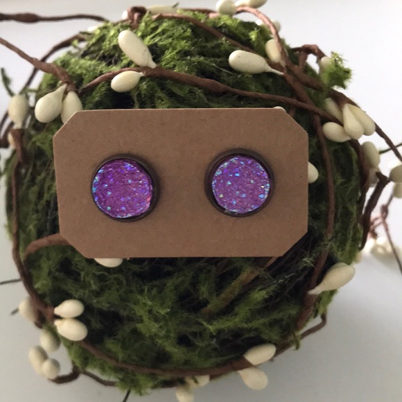 NEW Purple Druzies On cooper finish post - Picture 2 of 3